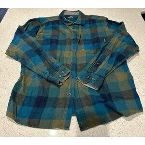 Eddie Bauer Shirt Mens‎ Small Blue Green Plaid Button Up Casual Cotton Outdoors